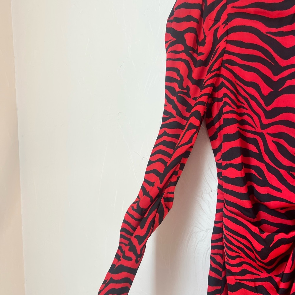 Bardot Red and Black Zebra Print Long Sleeve Dress - Picture 8 of 8